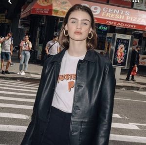 Black 90's leather jacket.